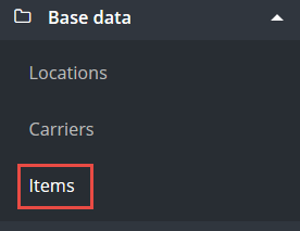 Base data: Items
