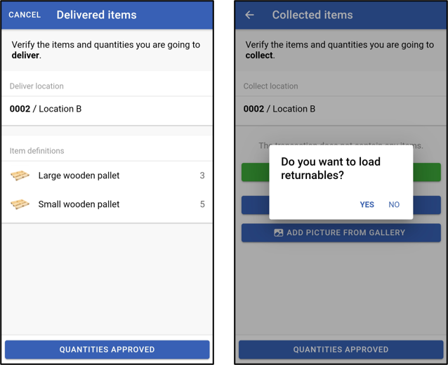 Collecting items dialog