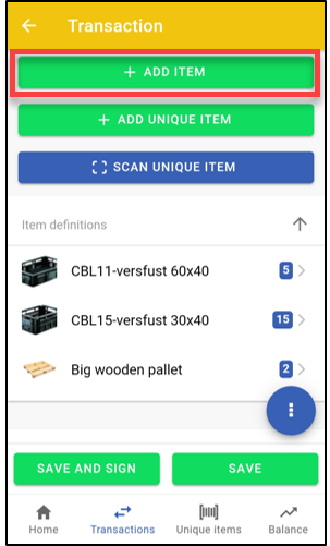 Select items on transaction