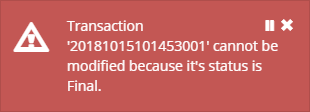 Transaction status - Message change failed