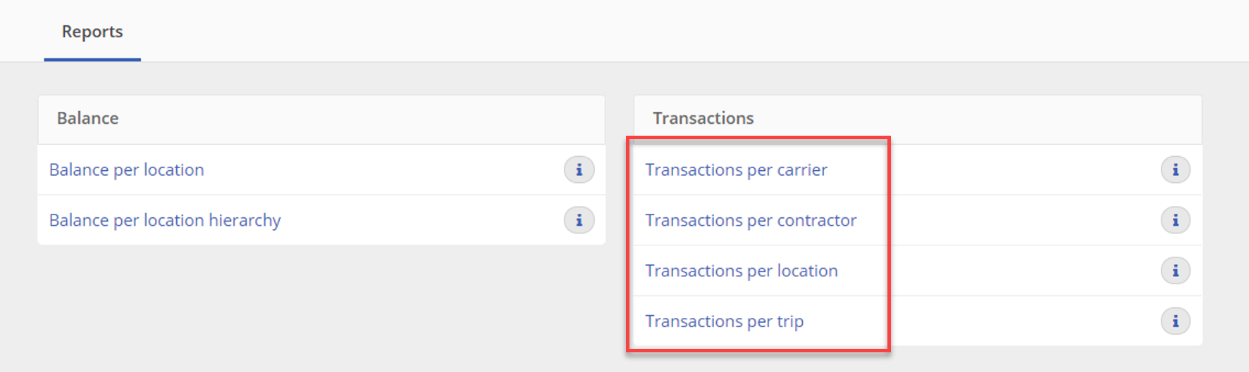 Transactions reports
