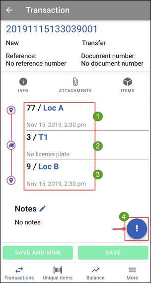 Scenario transaction details