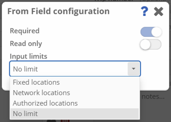 Transaction types location configuration
